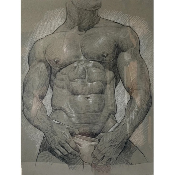 Drawing by Victor Gadino 19x14.5 Black and white pencil on paper Signed - Picture 1 of 3